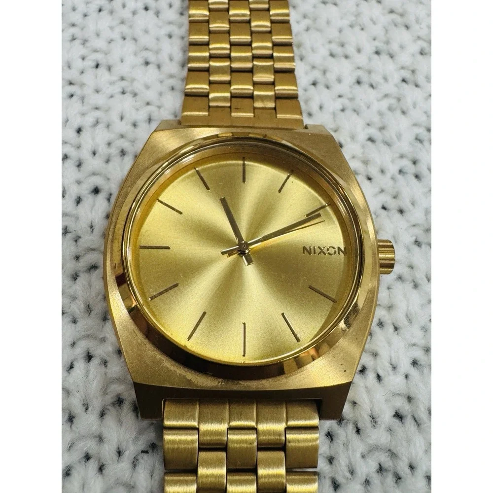 Nixon Time Teller A045 All Gold Gold Tone Stainless Steel Quartz Watch 37mm